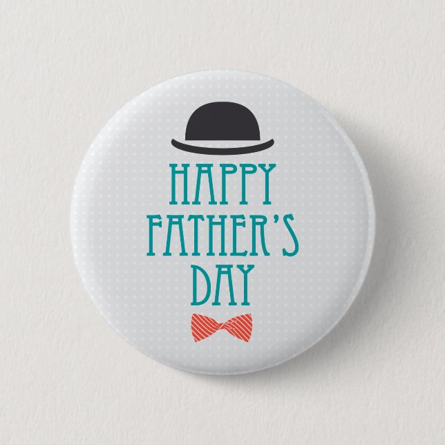 Happy Father's Day Hat & Bow Tie | Pin Button (Front)