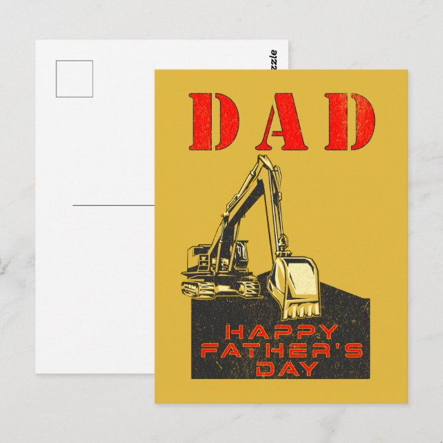 Happy Father's Day Heavy Equipment Builder Dad Postcard (Front/Back)