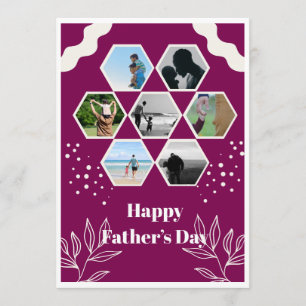 Happy Father's Day Hexagon Photo Collage Flat  Card