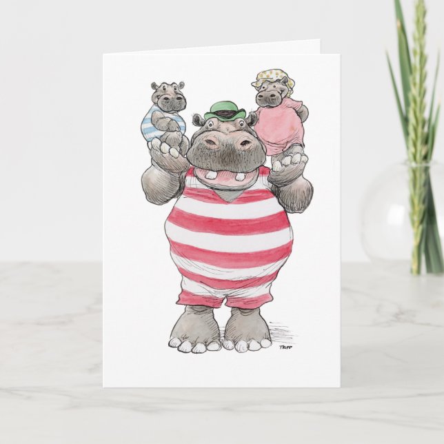 Happy Father's Day Hippos Card (Front)