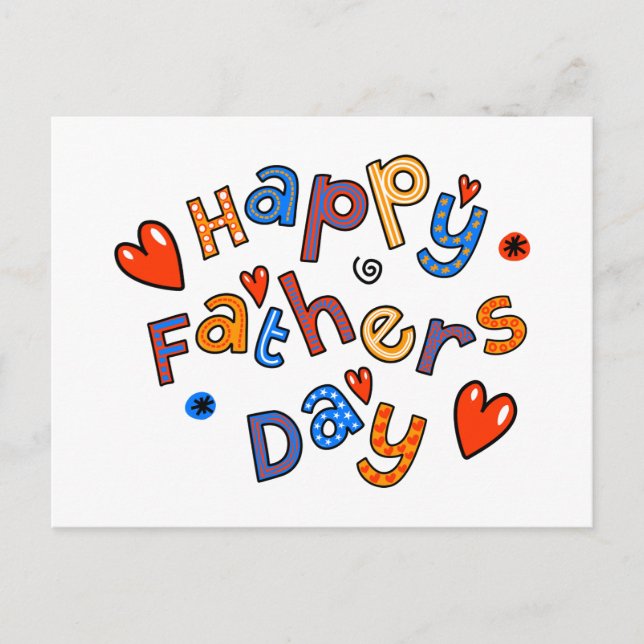Happy Fathers Day Holiday Text Postcard (Front)