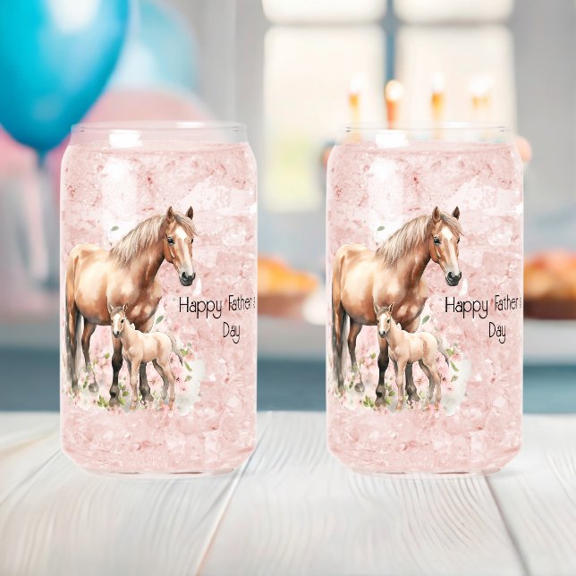 Happy Father's Day Horse Foal Flowers Can Glass (Insitu (Baby Shower))