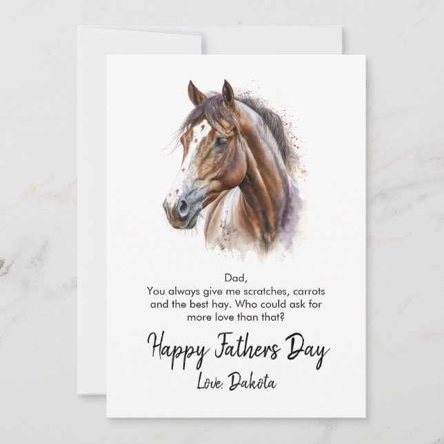 Happy Fathers Day Horse Photo Holiday Card (Front)
