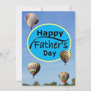 Happy Father's Day Hot Air Balloon Simple Blue  Holiday Card