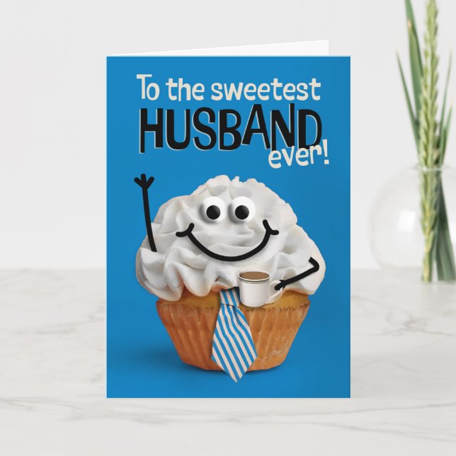Happy Fathers Day Husband Sweetest Cupcake  Holiday Card (Front)