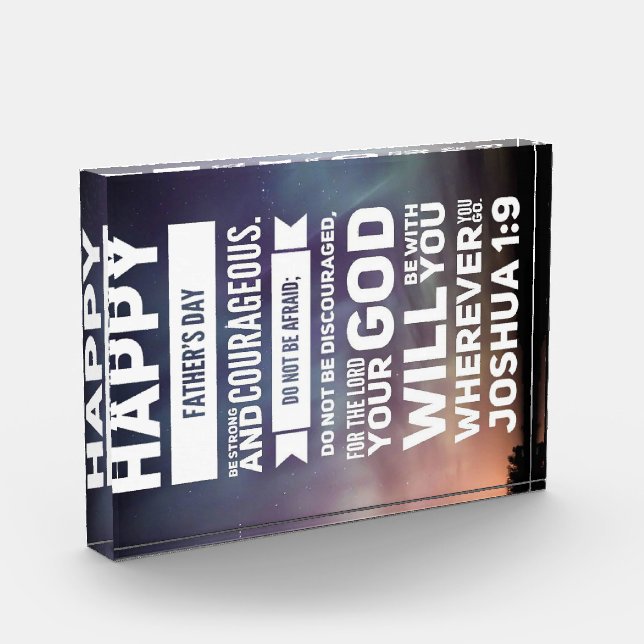 Happy Fathers Day- Joshua 1:9 Photo Block (Left)