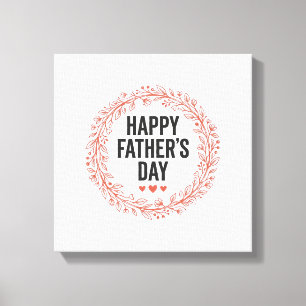 Happy Fathers Day Leaf Wreath Vintage Shirt Design Canvas Print