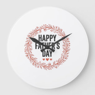 Happy Fathers Day Leaf Wreath Vintage Shirt Design Large Clock