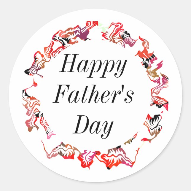 Happy Fathers Day Leafy Flowers Floral Crest 2024 Classic Round Sticker (Front)