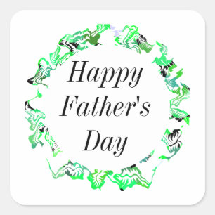 Happy Fathers Day Leafy Green Floral Crest Trendy Square Sticker