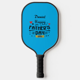 Happy Father's Day Leaping Frogs Hearts Moustache Pickleball Paddle