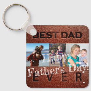 Happy Fathers Day love you dad 3 photos Key Ring