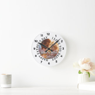 Happy Father's Day Love You Daddy Photo Round Clock
