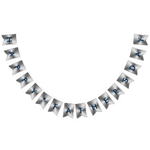 Happy Father's Day Metallic Silver Navy Blue Bunting