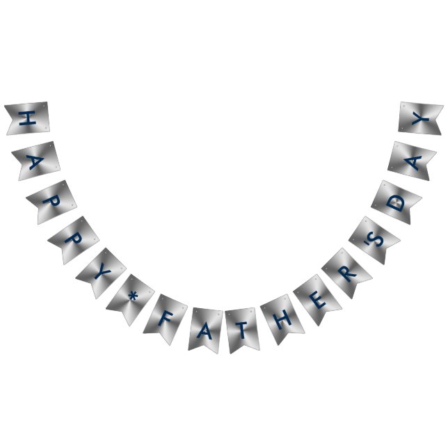Happy Father's Day Metallic Silver Navy Blue Bunting (All)