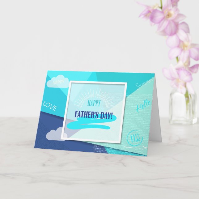 Happy Father's Day! Modern blue colour Card (Orchid)