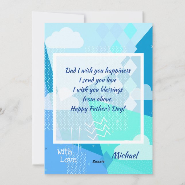 Happy Father's Day! Modern blue colour Holiday Card (Back)