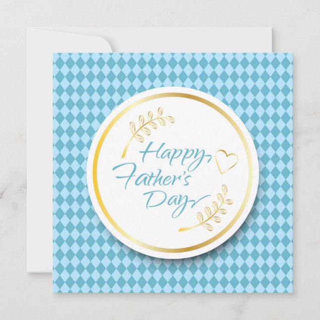 Happy Father's Day! Modern blue colour Invitation (Front)