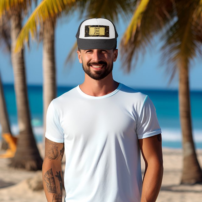 Happy Fathers Day Modern Calligraphy Leafy Swirls  Trucker Hat (Happy Fathers Day Modern Calligraphy Leafy Swirls Trucker Hat)