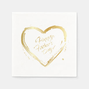 Happy Father's Day Modern Design Gold Heart Napkin