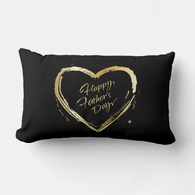 Happy Father's Day Modern Design Gold Wishes text Lumbar Cushion (Front)