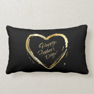 Happy Father's Day Modern Design Gold Wishes text Lumbar Cushion