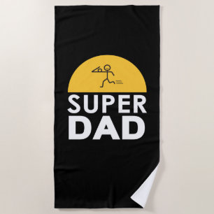 Happy Father's Day Modern Design "Super Dad" Beach Towel
