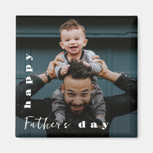 Happy Father's Day Modern Personalised Photo Magnet