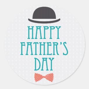 Happy Father's Day Modern Polka Dots Design Classic Round Sticker