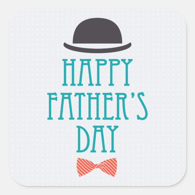 Happy Father's Day Modern Polka Dots Design Square Sticker (Front)