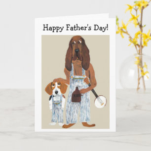 Happy Father's Day Moonshiner Hound and Beagle pup Card