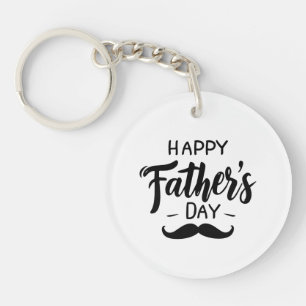 Happy Father's Day - Moustache Celebration Art Key Ring