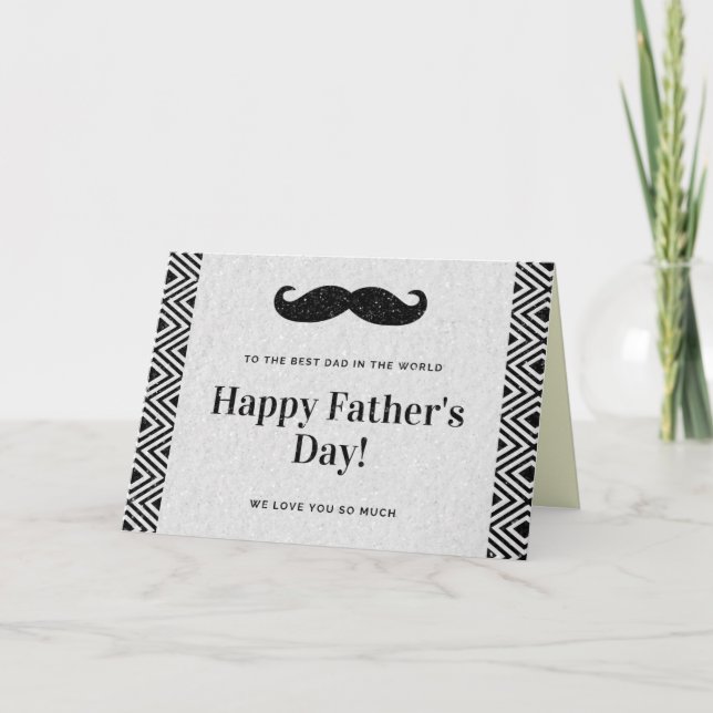 Happy Father's Day Moustache Glitter Card (Front)
