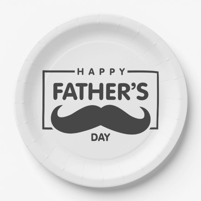 Happy Father's Day Moustache | Paper Plate (Front)