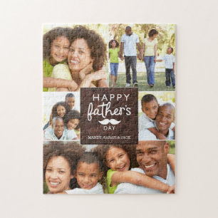 Happy Father's Day Moustache Photo Collage Jigsaw Puzzle