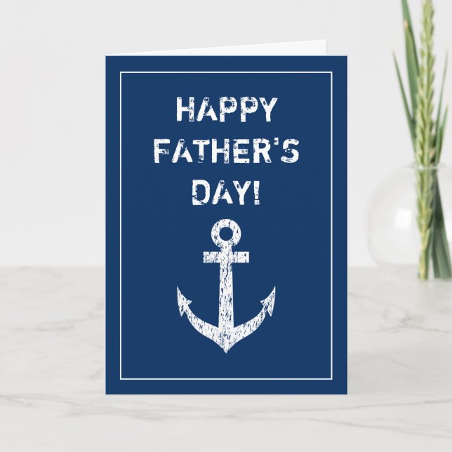 Happy Father's Day nautical boat anchor greeting Card (Front)