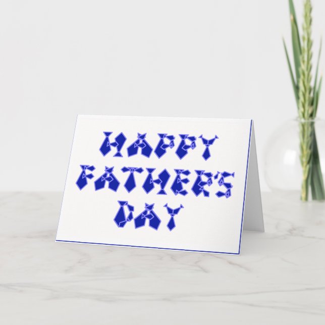 Happy Father's Day Navy Blue Necktie Font Letters Card (Front)