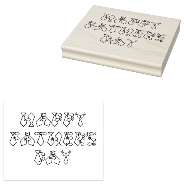 Happy Father's Day Necktie Font Tie Wood Art Stamp (Stamped)