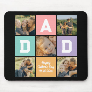 Happy Father's Day New Dad Family Photo Collage  Mouse Mat