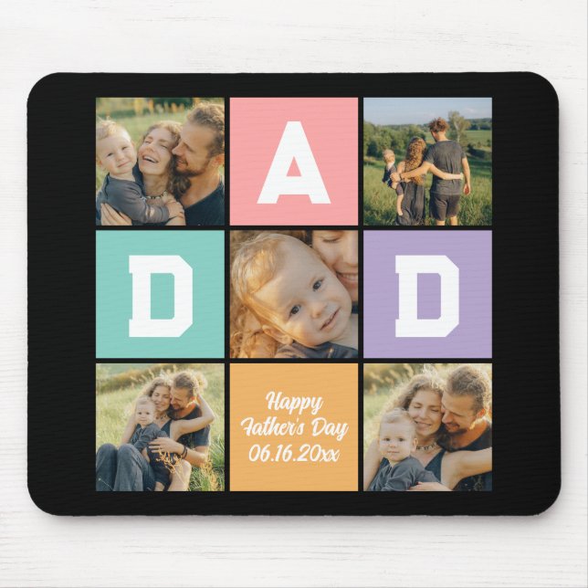 Happy Father's Day New Dad Family Photo Collage  Mouse Mat (Front)