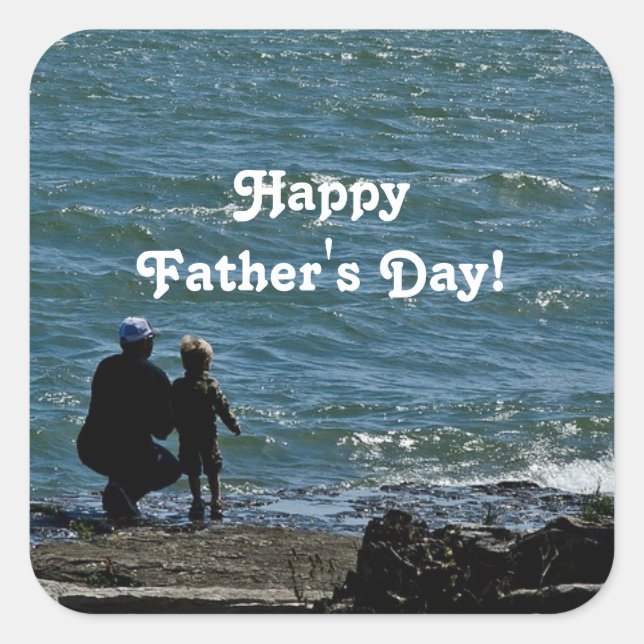 Happy Father's Day Ocean Square Sticker (Front)