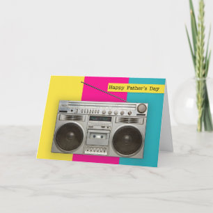 Happy Fathers Day Old School Boombox Humour  Holiday Card