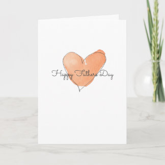 Happy Fathers Day Orange Watercolor Heart  Card