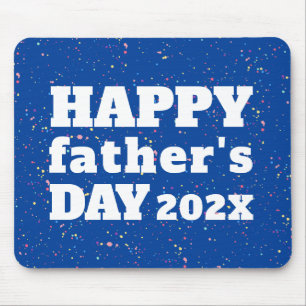 Happy Father's Day Paint Splatter Azure Blue White Mouse Mat