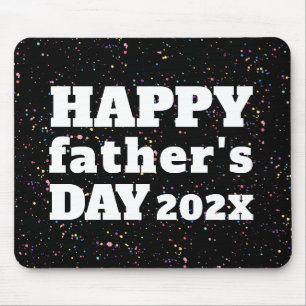 Happy Father's Day Paint Splatter Black White Mouse Mat