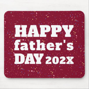 Happy Father's Day Paint Splatter Dark Red White Mouse Mat