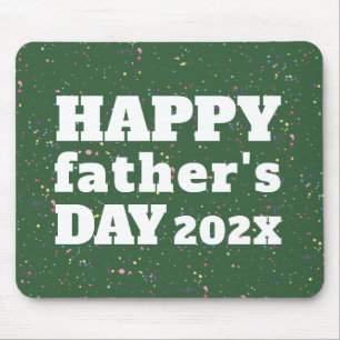 Happy Father's Day Paint Splatter Green White Mouse Mat