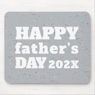 Happy Father's Day Paint Splatter Grey White Mouse Mat