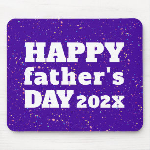 Happy Father's Day Paint Splatter Purple and White Mouse Mat