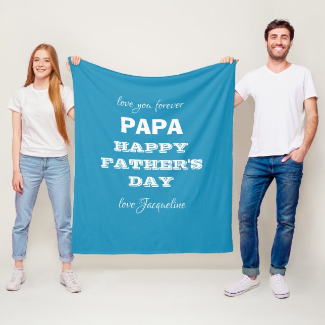 Happy Father's Day Papa Script Family Names Chic Fleece Blanket (In Situ)